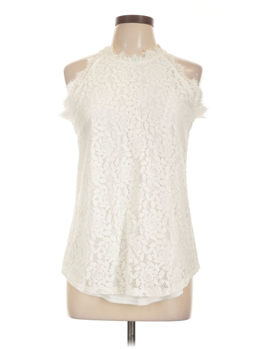 Berryou’s Lace Sleevless Blouse in White, women’s large